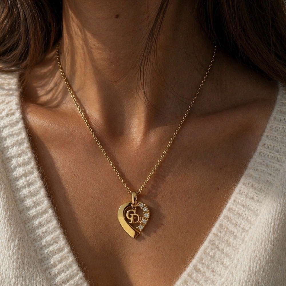 Christian Dior Gold Heart Pendant Necklace